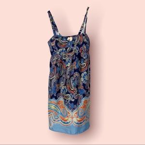 Red Camel Medium Sundress Multicolored Navy Blue Yellow Coral Spaghetti Strap